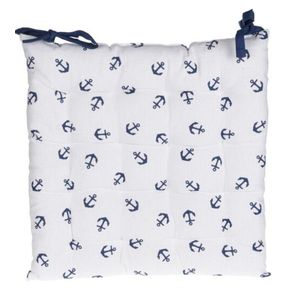 Perna pentru scaun Anchor, 40x40 cm, bumbac, alb/albastru imagine