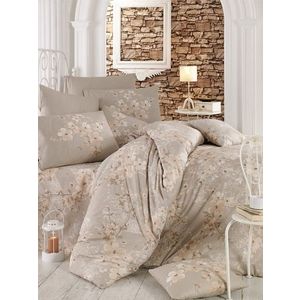 Lenjerie de pat dubla Elena, Pearl Home, 4 piese, 220x240 cm, bumbac ranforce, maro imagine