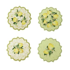 Set 4 suporturi pentru pahare Limoni, Brandani, 10.5 x 10.5 cm, ceramica imagine