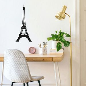 Decoratiune de perete, Eiffel Tower, Metal, Dimensiune: 22 x 48 cm, Negru imagine