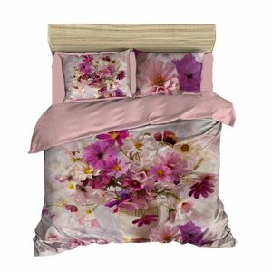 Lenjerie de pat dubla Flower 112, Pearl Home, 3 piese, 200x220 cm, amestec bumbac, multicolor imagine