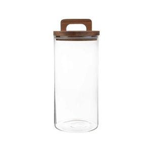 Recipient cu capac pentru depozitare Carlos, Homla, 1.2 L, sticla/lemn, transparent/maro imagine