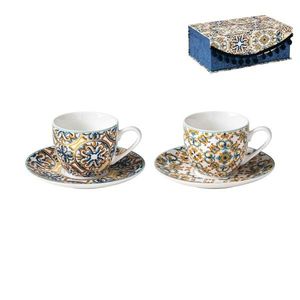 Set 2 cesti cu farfurie pentru cafea, Le Primizie, Brandani, Ø11.5x5 cm, portelan imagine