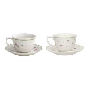 Set 2 cesti cu farfurie pentru cafea, Nonna Rosa M, Brandani, 90 ml, portelan imagine