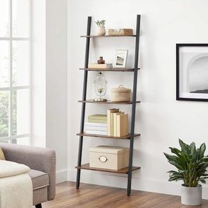 Biblioteca Ladder Industrial, Vasagle, 64 x 35 x 186 cm, fier/PAL, maro imagine