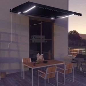 vidaXL Copertină retractabilă manual cu LED, antracit, 450 x 300 cm imagine