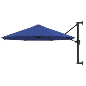 vidaXL Umbrelă de soare de perete cu stâlp metalic, albastru, 300 cm imagine