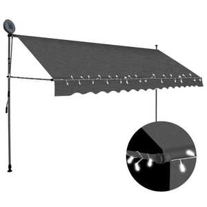 vidaXL Copertină retractabilă manual cu LED, antracit, 350 cm imagine