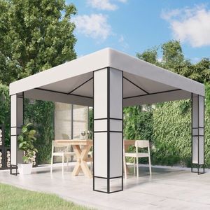 vidaXL Pavilion cu acoperiș dublu, alb, 3 x 3 m imagine