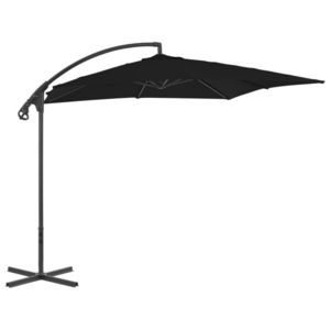 vidaXL Umbrelă suspendată cu stâlp din oțel, negru, 250 x 250 cm imagine