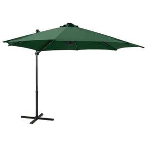 vidaXL Umbrelă în consolă cu stâlp și LED-uri, verde, 300 cm imagine