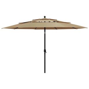 vidaXL Umbrelă de grădină 3 niveluri, stâlp aluminiu, gri taupe, 3, 5 m imagine