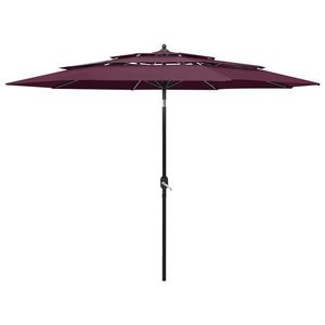 vidaXL Umbrelă de soare 3 niveluri, stâlp aluminiu, roșu bordo, 3 m imagine