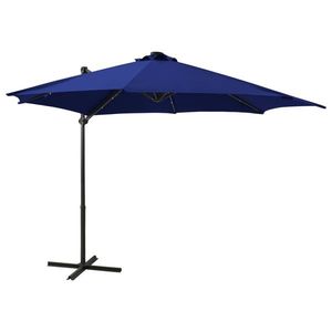 vidaXL Umbrelă în consolă cu stâlp și LED-uri, albastru azur, 300 cm imagine