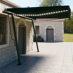 vidaXL Copertină retractabilă manual, cu LED, antracit 4, 5x3 m imagine