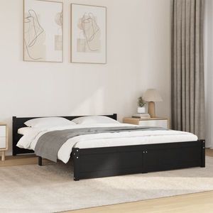 vidaXL Cadru de pat King Size 5FT, negru, 150x200 cm lemn masiv de pin imagine