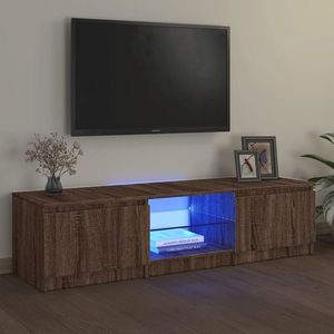 vidaXL Comodă TV cu lumini LED, stejar maro, 140x40x35, 5 cm imagine