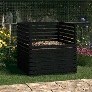 vidaXL Compostor, negru, 100x100x102 cm, lemn masiv de pin imagine