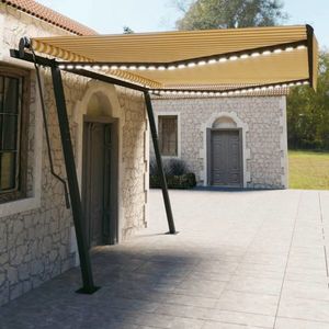 vidaXL Copertină retractabilă manual, cu LED, galben și alb, 4, 5x3 m imagine