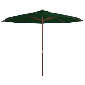 vidaXL Umbrelă de soare de exterior, stâlp din lemn, verde, 350 cm imagine