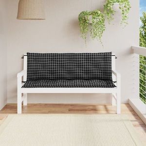 vidaXL Perne bancă de grădină, 2 buc, 150x50x7cm negru carouri, textil imagine