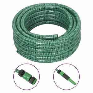 vidaXL Furtun de grădină cu set de racorduri, verde, 0, 5", 30 m, PVC imagine