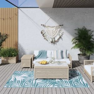 vidaXL Covor de exterior, acvamarin/alb, 100x200 cm, design reversibil imagine