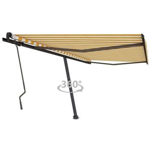 vidaXL Copertină autonomă retractabilă manual, galben/alb, 450x300 cm imagine