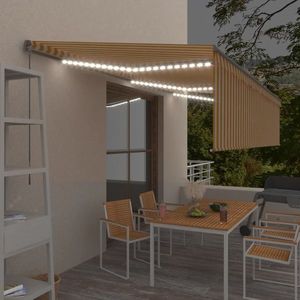 vidaXL Copertină retractabilă manual cu stor&LED, galben&alb, 6x3 m imagine