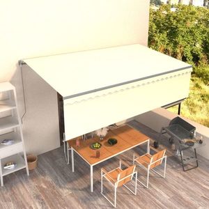 vidaXL Copertină retractabilă manual cu stor, crem, 5x3 m imagine