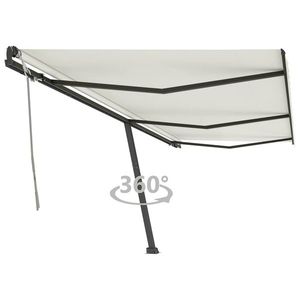 vidaXL Copertină autonomă retractabilă manual, crem, 600x350 cm imagine