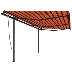 vidaXL Copertină retractabilă manual cu stâlpi, portocaliu/maro, 6x3 m imagine