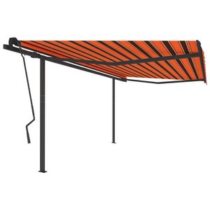 vidaXL Copertină retractabilă manual, stâlpi portocaliu/maro 4, 5x3, 5m imagine