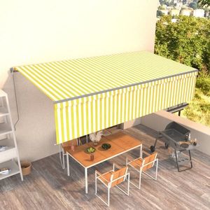 vidaXL Copertină retractabilă manual cu stor, galben&alb, 6x3 m imagine