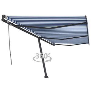 vidaXL Copertină autonomă retractabilă manual albastru/alb 600x300 cm imagine