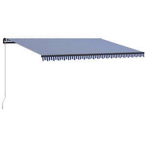 vidaXL Copertină retractabilă manual, albastru și alb, 500 x 300 cm imagine