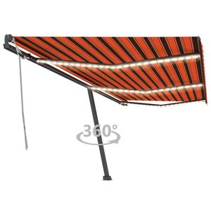 vidaXL Copertină retractabilă manual LED, portocaliu/maro, 600x300 cm imagine