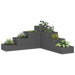 vidaXL Jardinieră grădină 4 niveluri, gri 80, 5x79x36 cm lemn masiv pin imagine