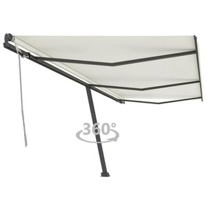 vidaXL Copertină autonomă retractabilă manual, crem, 600x300 cm imagine