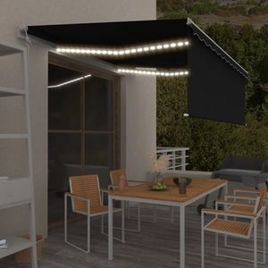 vidaXL Copertină retractabilă antracit/alb, 4x3 m, textil/aluminiu imagine