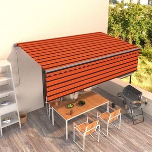 vidaXL Copertină retractabilă manual, cu stor, portocaliu&maro, 5x3 m imagine