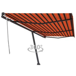 vidaXL Copertină autonomă retractabilă manual, oranj/maro, 600x350 cm imagine