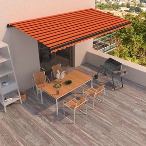 vidaXL Copertină retractabilă manual, portocaliu și maro, 600x350 cm imagine