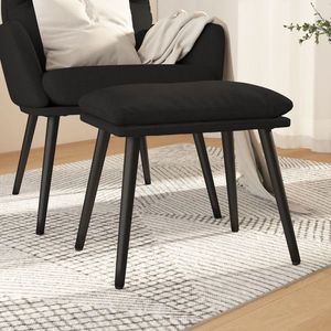 vidaXL Scaun extensibil cu taburet, negru, material textil imagine