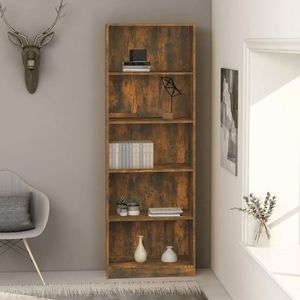 vidaXL Bibliotecă 5 niveluri stejar fumuriu 60x24x175 cm lemn compozit imagine