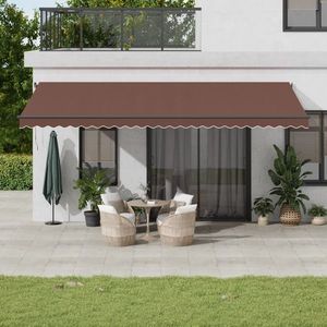 vidaXL Copertină retractabilă manual cu LED-uri, maro, 600x300 cm imagine