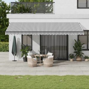 vidaXL Copertină retractabilă manual, antracit/alb, 600x350 cm imagine