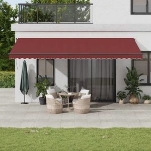 vidaXL Copertina retractabilă manual cu LED-uri, vișiniu, 600x300 cm imagine