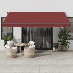 vidaXL Copertina retractabilă manual cu LED-uri, vișiniu, 450x300 cm imagine