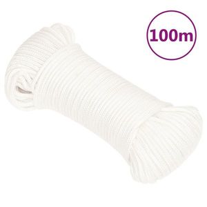 vidaXL Frânghie de barcă, alb complet, 5 mm, 100 m, polipropilenă imagine